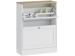 Sapateira Estreita com 2 Portas Sapateira para Entrada com Prateleiras Ajustáveis para 12 Pares de Sapatos 60x24x80 Cm Branco FYNTERA EUROPA