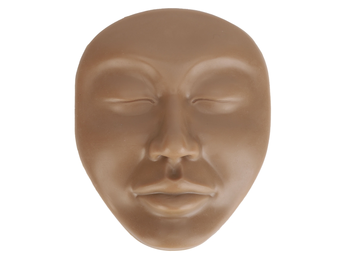 Boneco De Prática De Maquiagem 5d Silicone Sólido Elástico Macio Para Microblading Rostro Olhos Castanho Escuro