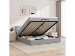 Vidaxl Cama Ottoman Com Colchão E Led Cinzento-claro 200 X 200 Cm