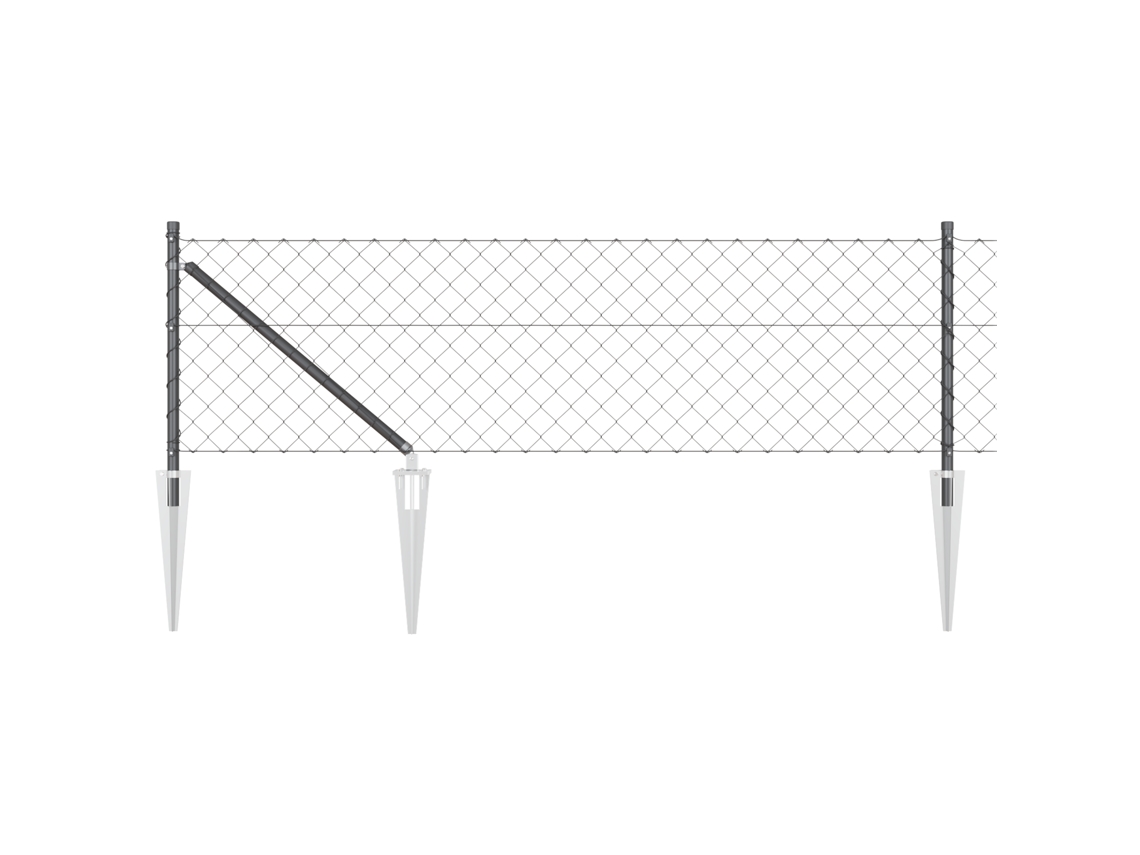 Conjunto 1 Poste De Cerca Vidaxl Cinzento Aço (25 X 0,4 M)
