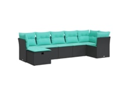 Maison Exclusive - 7 Pcs Conjunto De Sofás P/ Jardim C/ Almofadões Vime Pe Preto