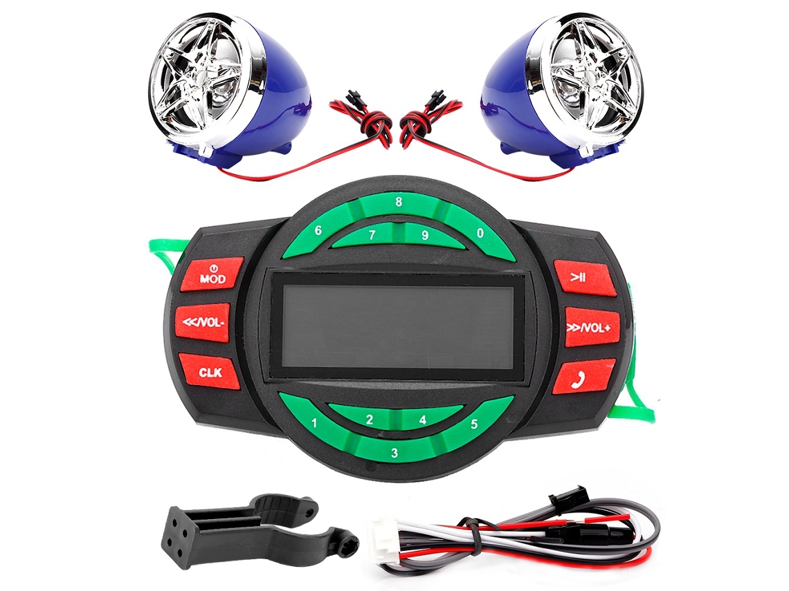 Reprodutor De Mp3 Lcd À Prova Dágua Para Motocicleta, Rádio Fm Bt, Alto Falante Com Carregamento De Telefone Brilvibera