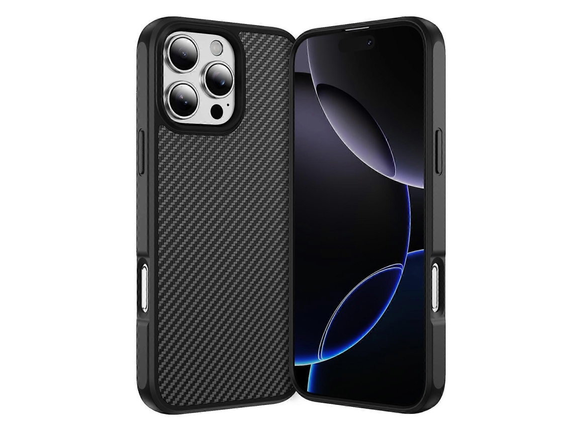 Capa De Celular Tpu Acrílica Com Textura De Fibra De Carbono E Toque De Pele