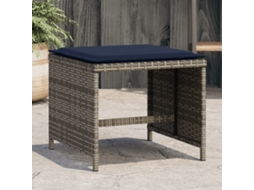 Vidaxl Bancos Jardim Com Almofadões 4 Pcs 40x40x35 Cm Vime Pe Cinzento