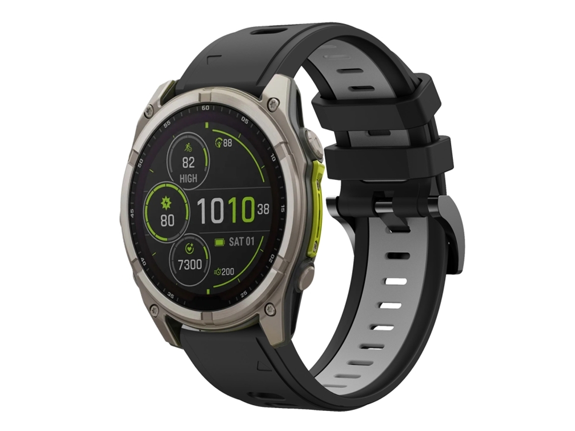 Bracelete Esportivo Silicone para Garmin Fenix 8 Mip com duas cores Preto e Cinza XIAOMOYU