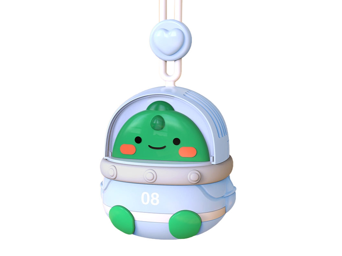 Ventilador Colar Usb Animal Verde Cute 3 Velocidades Recarregável