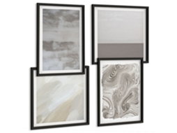 Pinturas Murais Modernas Padrões Florais Boho Moldura Preta Pinturas De Quarto Espelharte (conjunto De 4 Imagens)