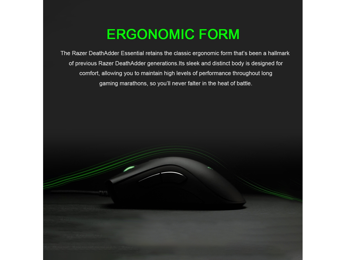 Razer Deathadder Essential Mouse Gamer Com Fio 6400dpi 5 Botões Programáveis Design Ergonômico