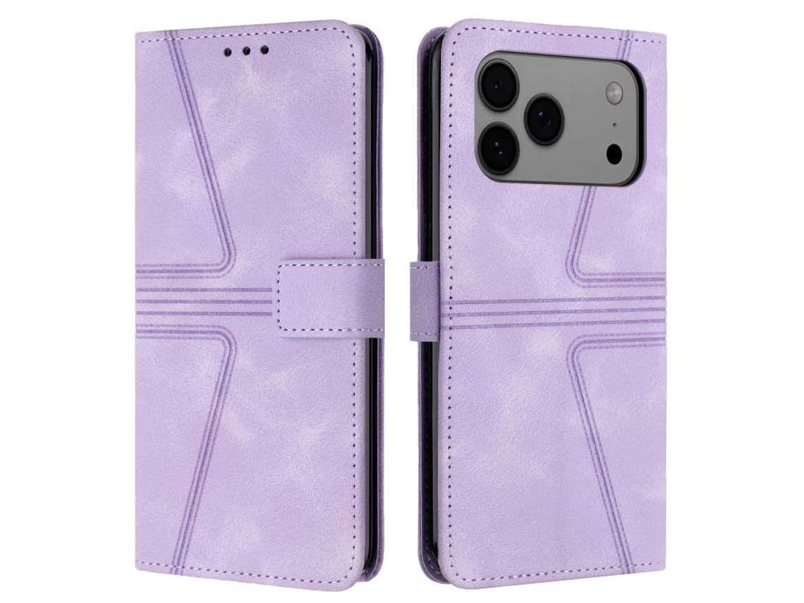 Capa De Couro Para Iphone 17 Pro Max - Triangular - Cor Sólida