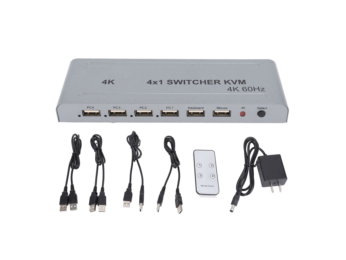 Kvm Switch EOOCOO (display Multi view de 4 Portas 4k60hz)