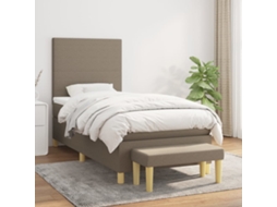 Vidaxl Cama Com Molas/colchão 100x200 Cm Tecido Cinza-acastanhado