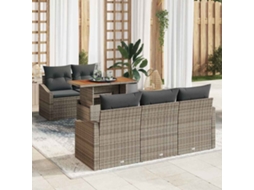 Vidaxl Conjunto De Sofá De Jardim 6 Unid. Cinza E Marrom