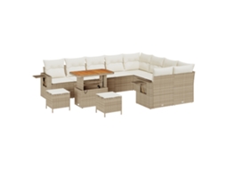 Conjunto 12 Conjunto De Sofá De Jardim Vidaxl Bege Vime Pe (90 X 55 X 71 Cm)