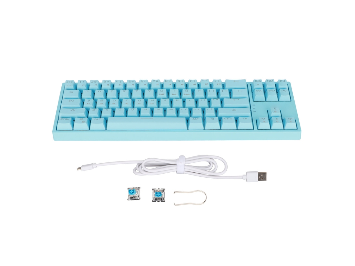 Teclado Mecânico LAXISCREED com 71 Teclas, Interruptor Azul, Retroiluminação RGB, Interface Type C