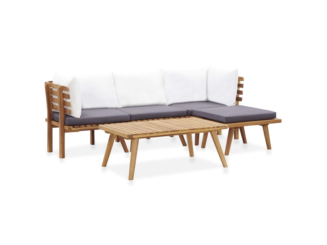 Vidaxl Conjunto Lounge De Jardim 5 Pcs Madeira De Acácia Maciça