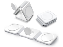 Carregador Sem Fio Magnético 3 Em 1, Carregador Dobrável, Compatível Com Carregador Rápido Para Iphone, Branco