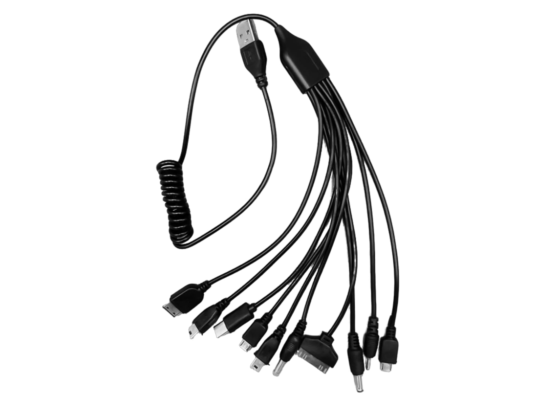 Cabo De Carregamento Usb 54 Cm Comprimento Com Mola E 10 Conectores