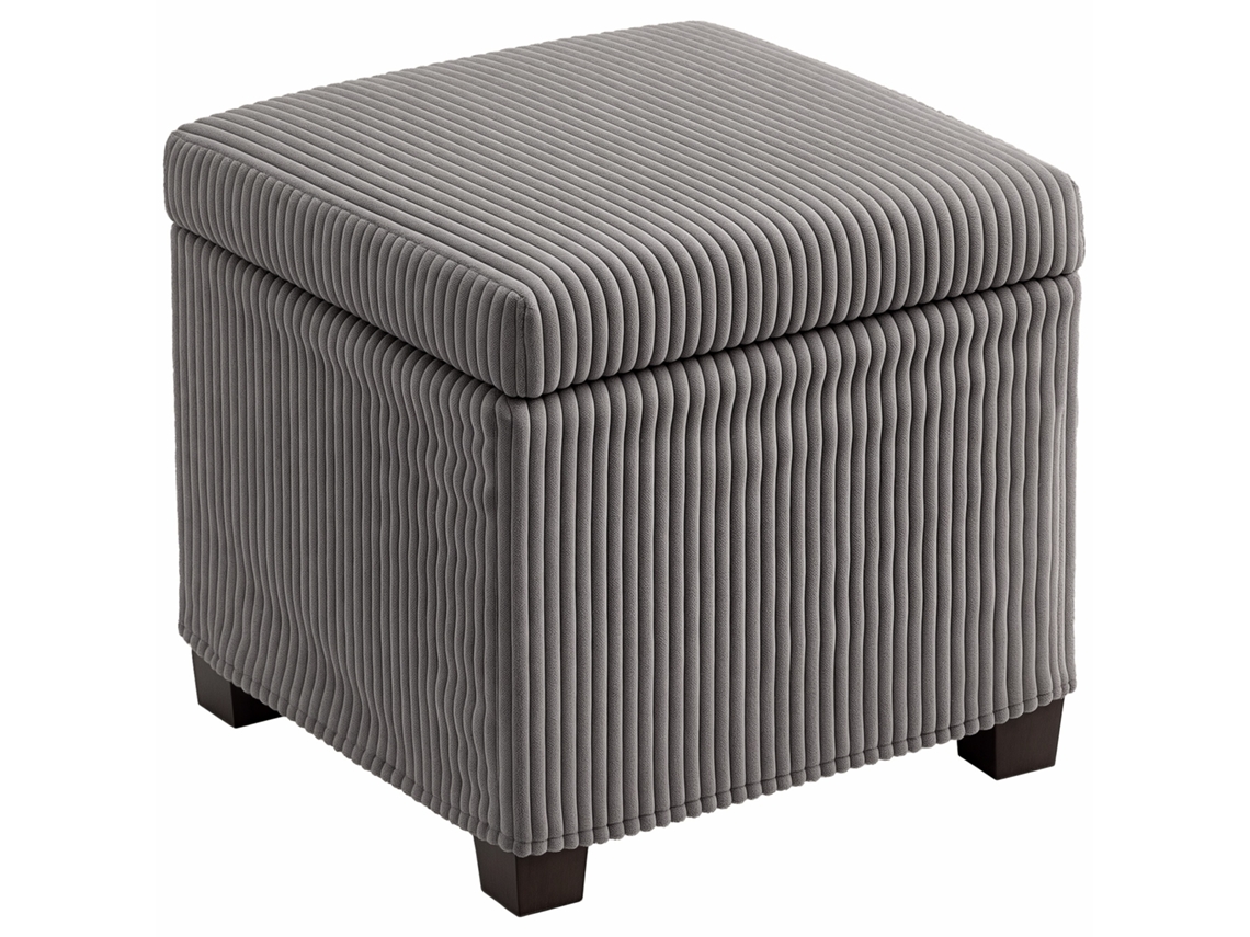 Pufe de Armazenamento 30 L Com Tampa Removível, Puff Cubo Acolchoado Em Veludo Cotelê, 40 X 40 X 40 Cm, Cinza