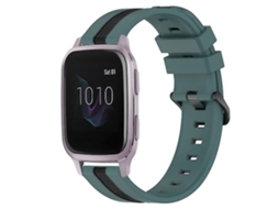 Lurelia Pulseira Vertical Garmin Venu Sq 20 Mm, Silicone Bicolor, Verde E Preto