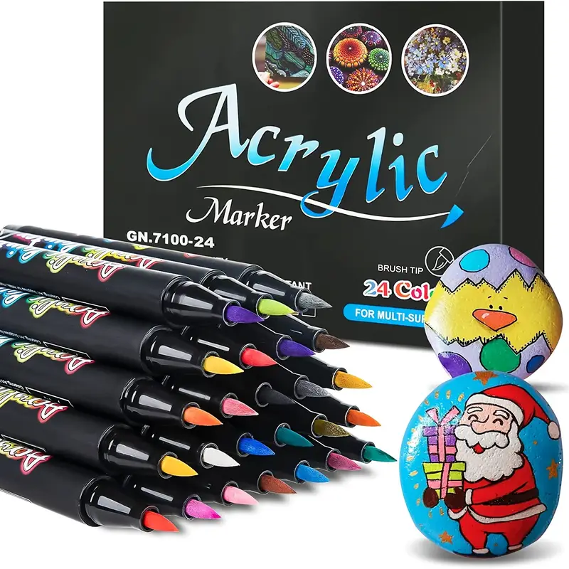 Conjunto de 24 Pincéis Acrílicos para Pintura Diy, Ideal para Adolescentes e Adultos AQUAFORGE