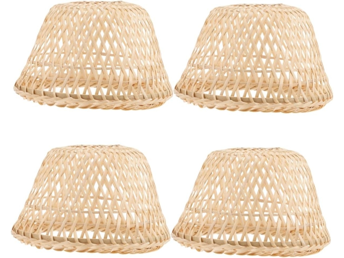 Conjunto de 4 Abajures Trançados em Estilo Retrô Natural para Abajur de Cabeceira e Decoração SFUSHOS