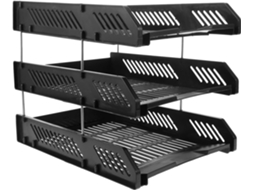 Organizador de Mesa Amosfun 3 Níveis, Fácil Montar, em Pp Preto, com Estrutura Perfurada Circular e Resistente