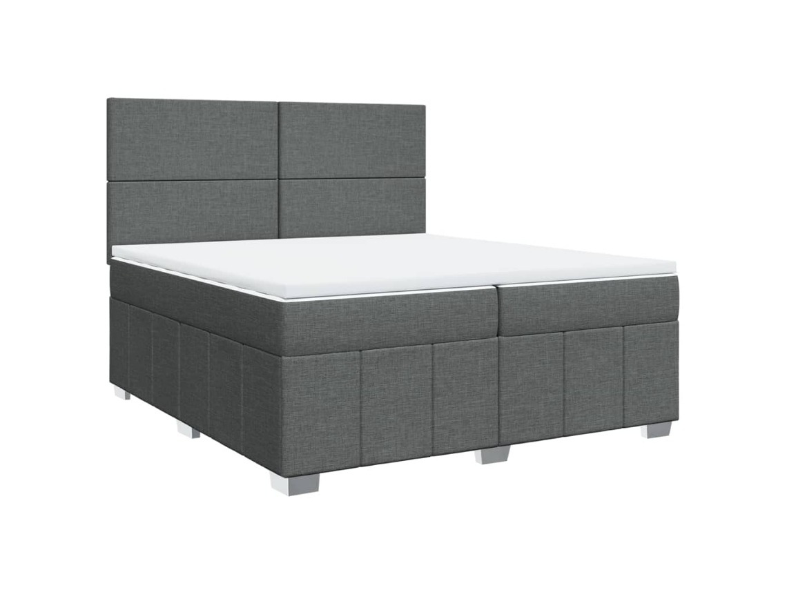 Cama com Molas/Colchão 200x200 Cm em Tecido Cinzento Escuro MAISON EXCLUSIVE