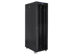 Armário de rack de chão 19 42u 600x1200 Porta de vidro LCD preta Lanberg (pacote plano)