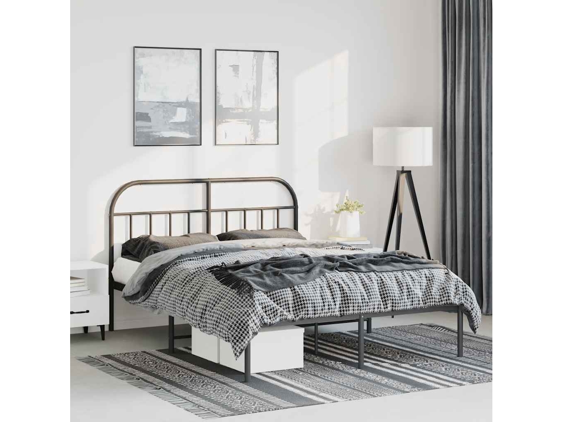 Estrutura De Cama Em Metal Com Cabeceira 150x200 Cm Preto