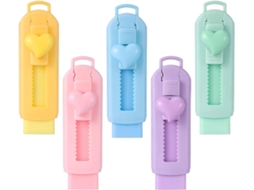Conjunto de 5 Borrachas Retráteis para Lápis, para Material Escolar CHABERLU