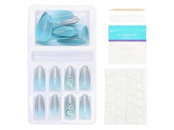 24pcs Unhas Falsas Reutilizáveis De Capa Completa Com Acessórios Para Manicure F745-7