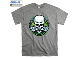T-shirt Rockinstone Marijuana Skull Smoke Artsy Green（m）