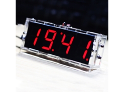 Kit de Reloj Digital Led Diy de 4 Dígitos com Controle de Luz, Temperatura e Caixa Transparente