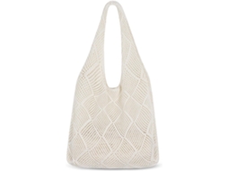 Bolsa Tote Boho Bege Feminina, Praia, Ombro em Tela, Essencial para o Verão AQUAFORGE