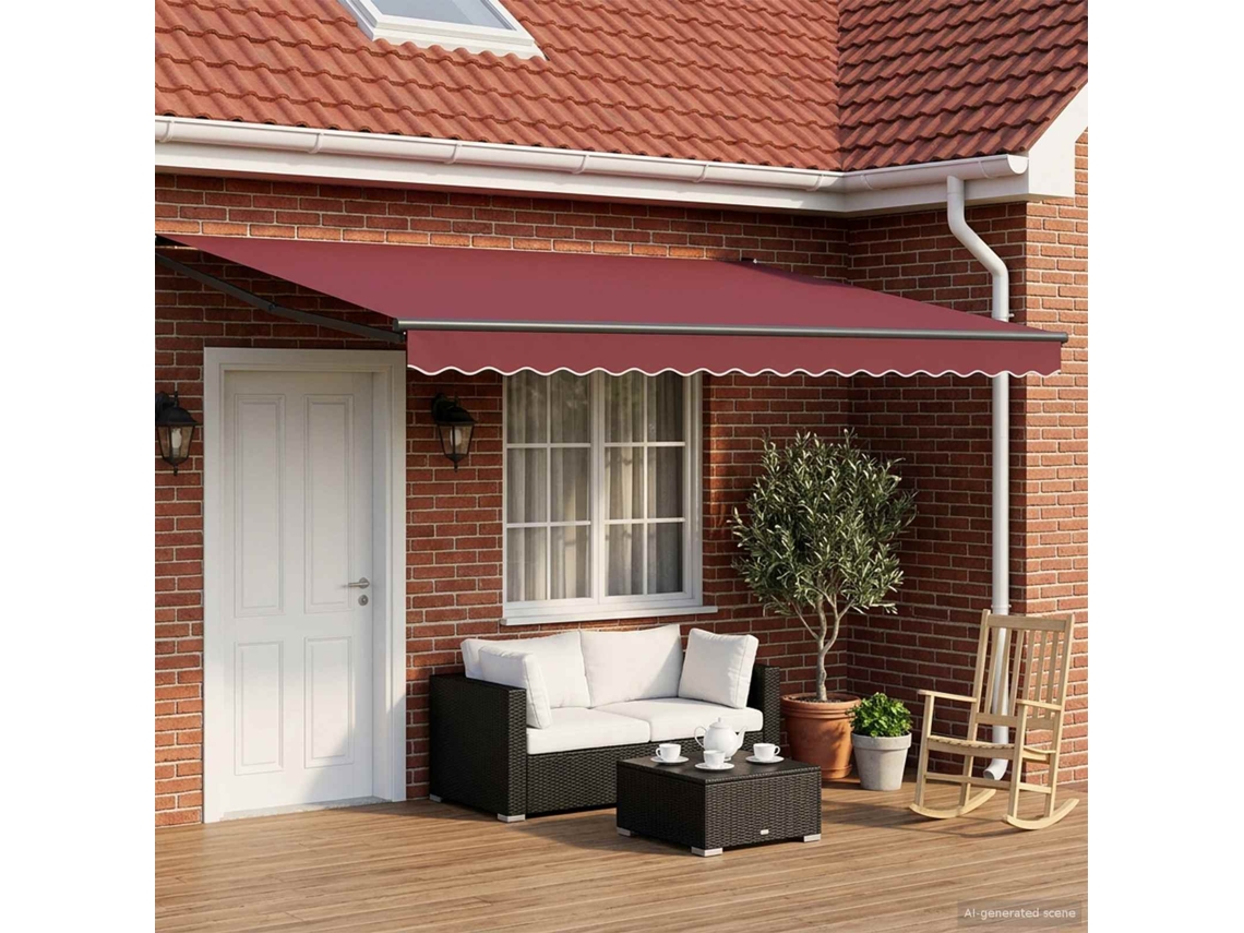 Vidaxl Toldo Retrátil Elétrico Bordô E Antracite 5 X 3 M