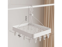 Rack Plegable de Secado Con 24 Ganchos para Meias, Toalhas Y Roupas Íntimas Blanco