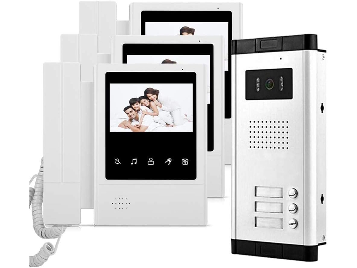 4,3 Pouces Interphone Vidéo Interphone Filaire Interphone Système 700tvl Caméra De Vision Nocturne Ir + 3 Moniteur Intérieur Pour