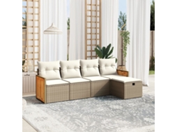 Conjunto de Sofás de Jardim HARLANV1 com Almofadões Vime Pe Bege