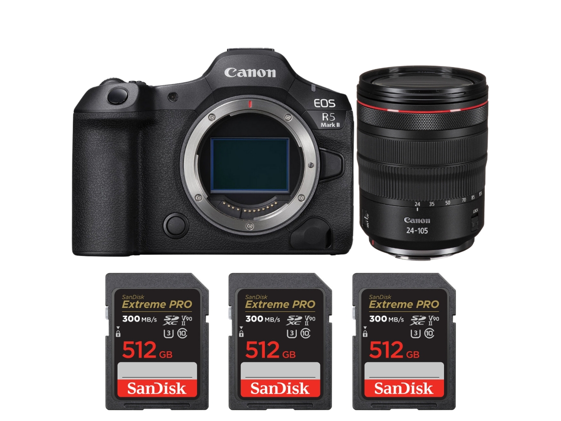 Eos R5 Mark Ii + Rf 24 105mm F/4 L Is Usm + 3 Sandisk 512gb Uhs ii 300mb/s + Ebook “20 Dicas para Fotos Que Impressionam” CANON