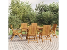 Vidaxl Conjunto De Jantar Para Jardim 7 Pcs Madeira De Teca Maciça