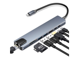 Hub Usb c com 8 Portas, Usb, Pd, Hdmi, Ethernet e Leitor de Cartão Sd AQUAFORGE