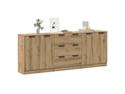 Vidaxl Aparadores 3 Pcs 60x30x70 Cm Deriv. Madeira Carvalho Artisiano