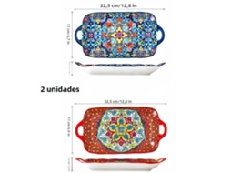 (um Vermelho E Um Azul) Prato De Jantar Retangular Em Cerâmica Estilo Boêmio, Em Formato De Peixe, Com 32,5 Cm De Diâmetro, Próprio Para Aquecimento.