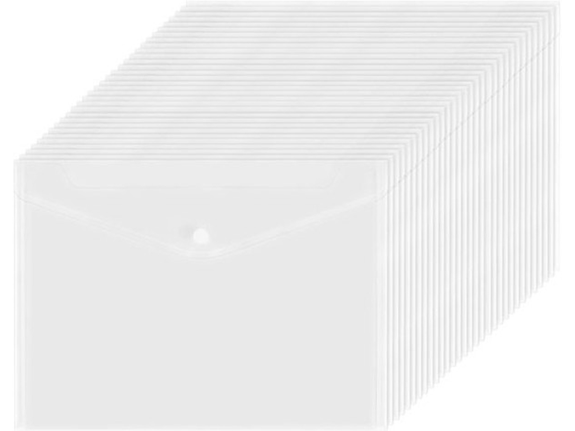 Documentos 80 Unidades - A5 Pastas De Documentos - Plástico - Transparente - Impermeável - Fechamento Com Clipe - 24 X 17 Cm - Pasta De Documentos