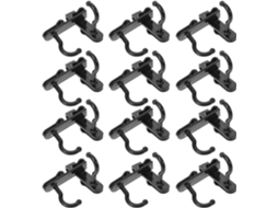Pacote Com 24 Ganchos De Parede Práticos Em Plástico Preto Para Grades De Metal.