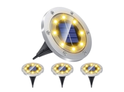 Kit com 4 Luminárias Solar AQUAFORGE, 8 Leds, 6000k, para Jardim e Áreas Externas