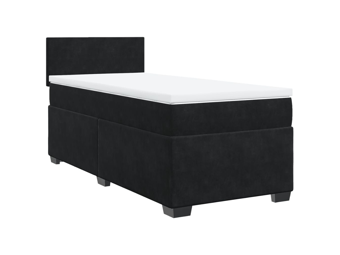 Cama com Molas/colchão 80x200 Cm Veludo Preto MAISON EXCLUSIVE