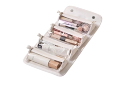 Bolsa De Maquilhagem E Higiene - Necessaire De Viagem Dobrável Com Janela Transparente - Pele Pu - 24x12x12cm - Branco