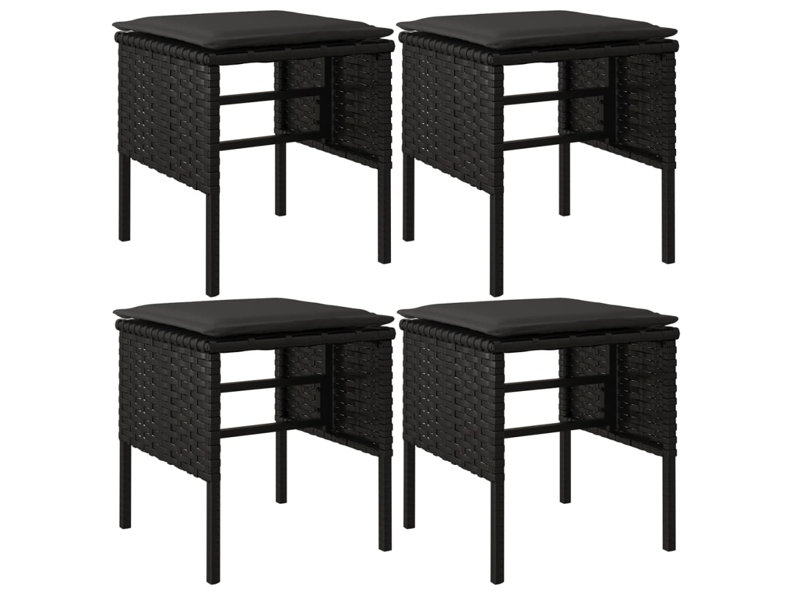 Garden Footstool, Garden Footstools Vidaxl Preto Rattan / Vime (n/a)