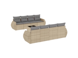 Conjunto de 9 Sofás para Jardim com Almofadões Vime Pe Bege MAISON EXCLUSIVE (90x200 cm)